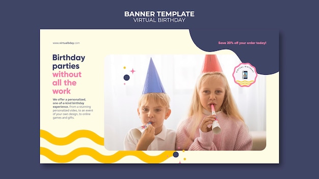 Plantilla de banner de cumpleaños virtual