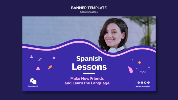 Plantilla de banner de curso de español