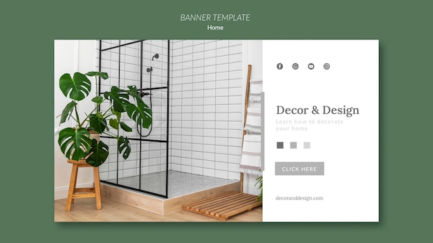 PSD gratuito plantilla de banner para decoración y diseño del hogar.