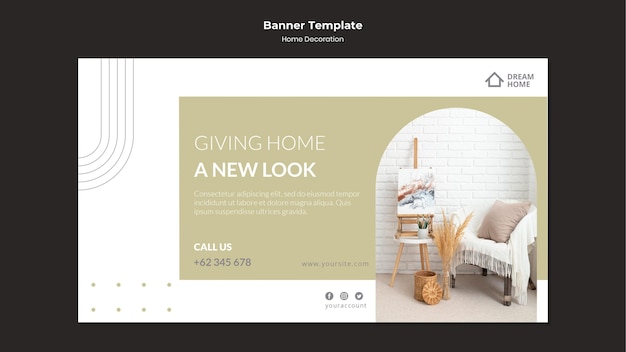 Plantilla de banner de decoración del hogar con foto