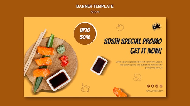 Plantilla de banner de delicioso sushi