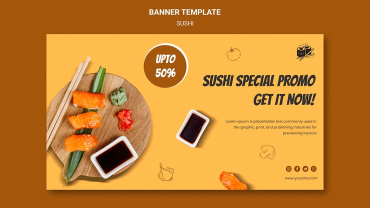 PSD gratuito plantilla de banner de delicioso sushi