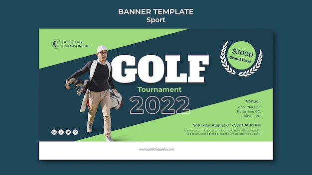 PSD gratuito plantilla de banner de deporte de club de golf