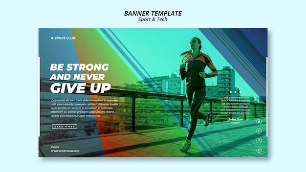Plantilla de banner de deporte y tecnología