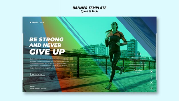 Plantilla de banner de deporte y tecnología