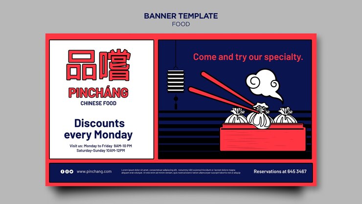 PSD gratuito plantilla de banner de descuento de comida china