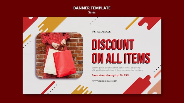 Plantilla de banner de descuento de compras