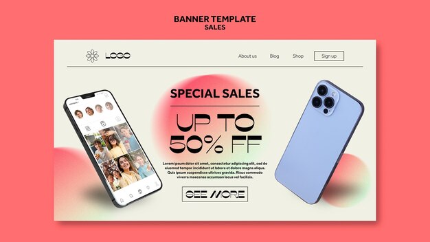 Plantilla de banner de descuento de ventas geométricas