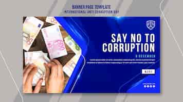 PSD gratuito plantilla de banner del día contra la corrupción