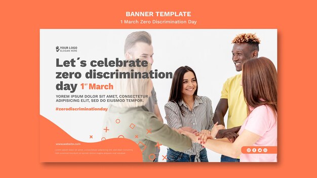 Plantilla de banner de día de discriminación cero con foto