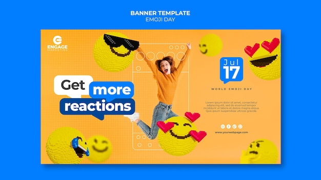 PSD gratuito plantilla de banner de día de emoji