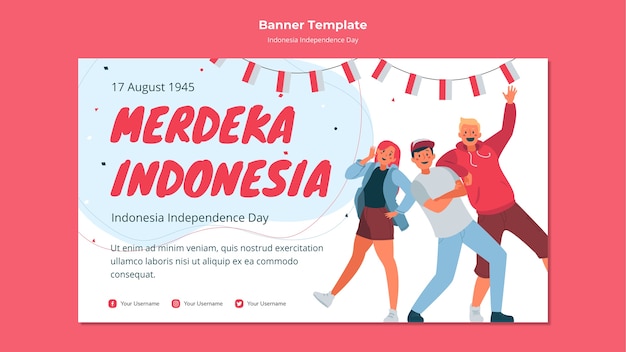 Plantilla de banner del día de la independencia de indonesia