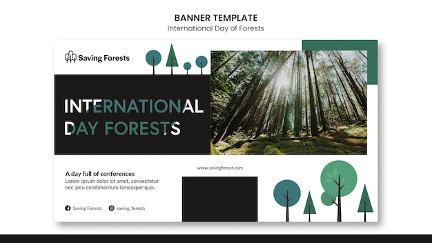 Plantilla de banner del día internacional de los bosques
