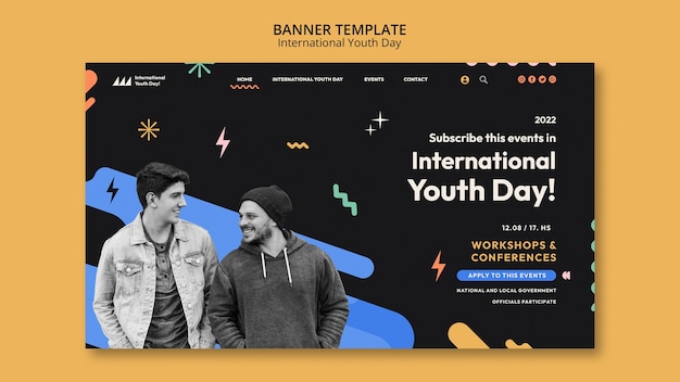 Plantilla de banner del día internacional de la juventud