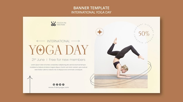 Plantilla de banner del día internacional del yoga