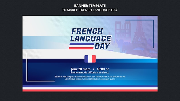 Plantilla de banner del día de la lengua francesa