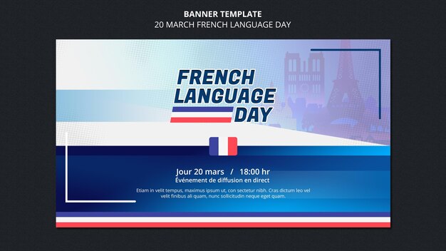 Plantilla de banner del día de la lengua francesa