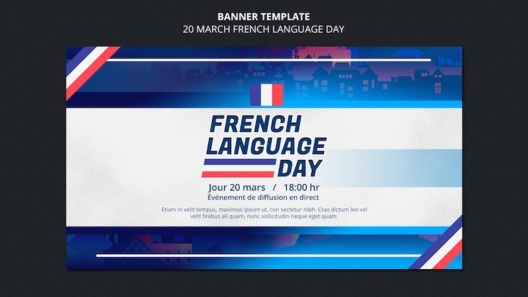 PSD gratuito plantilla de banner del día de la lengua francesa