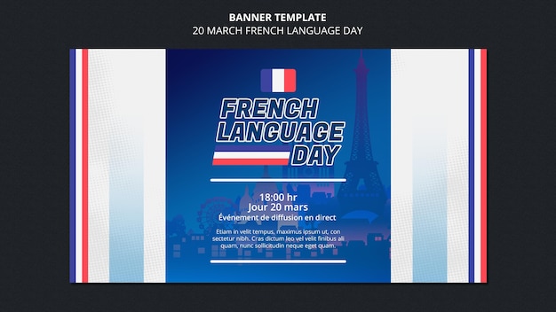 Plantilla de banner del día de la lengua francesa