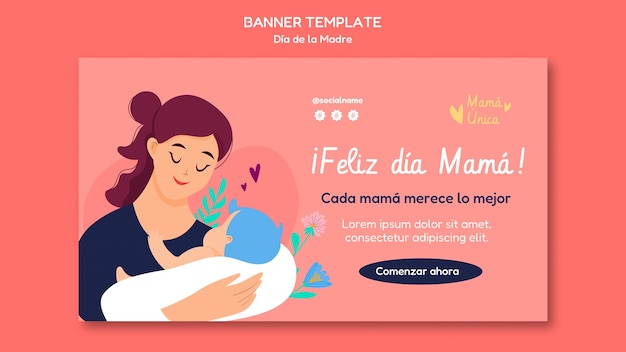 Plantilla de banner de día de la madre de diseño plano