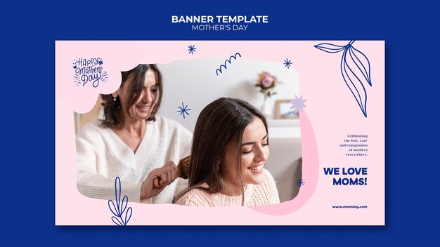 Plantilla de banner del día de la madre de diseño plano