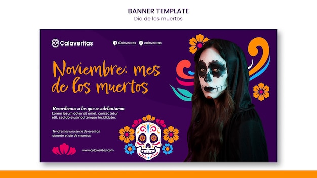 PSD gratuito plantilla de banner de dia de los muertos