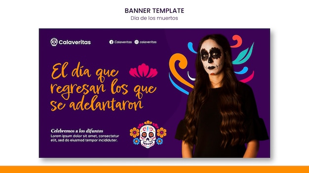 Plantilla de banner de dia de los muertos