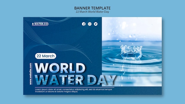 PSD gratuito plantilla de banner del día mundial del agua con foto