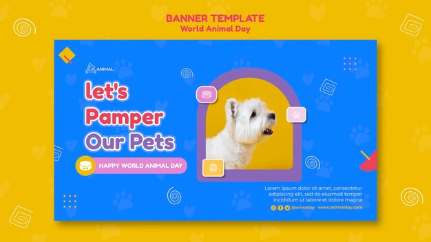 Plantilla de banner del día mundial de los animales