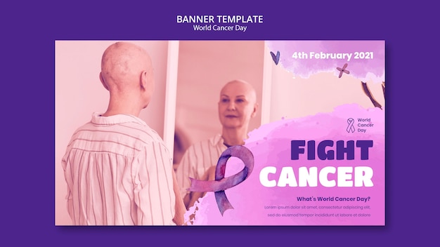 PSD gratuito plantilla de banner del día mundial del cáncer con cinta