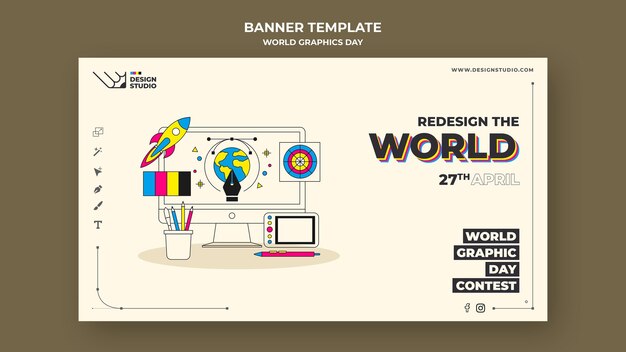 Plantilla de banner del día mundial de los gráficos