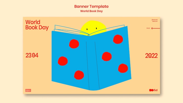 PSD gratuito plantilla de banner del día mundial del libro de diseño plano