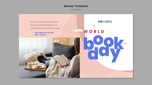 PSD gratuito plantilla de banner del día mundial del libro