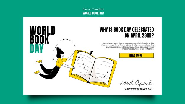 Plantilla de banner del día mundial del libro