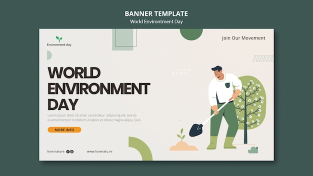 Plantilla de banner del día mundial del medio ambiente con árboles