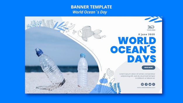 PSD gratuito plantilla de banner del día mundial del océano