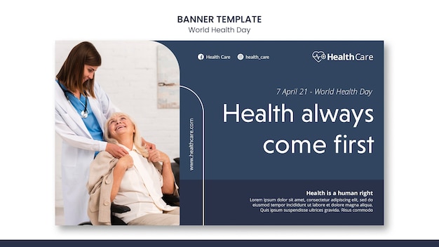 Plantilla de banner del día mundial de la salud con foto
