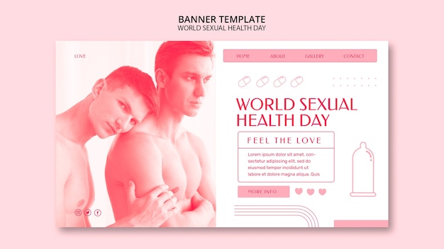 PSD gratuito plantilla de banner del día mundial de la salud sexual de diseño plano