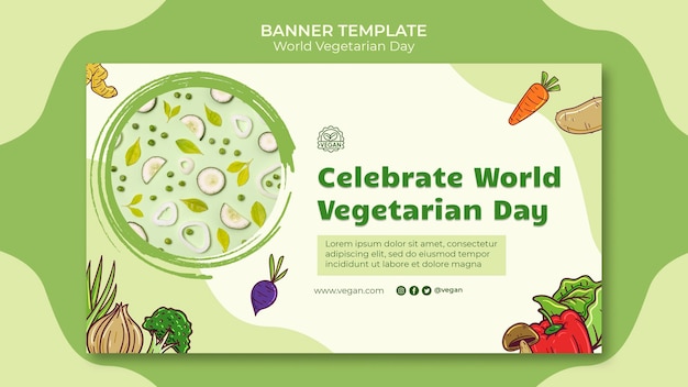 Plantilla de banner del día mundial del vegetariano