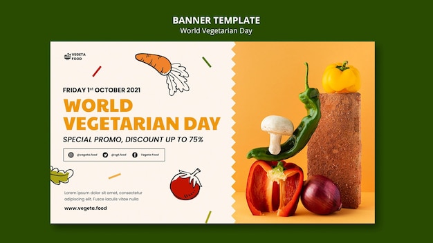 Plantilla de banner del día mundial del vegetariano