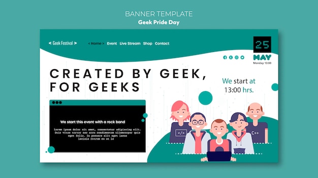 PSD gratuito plantilla de banner del día del orgullo geek