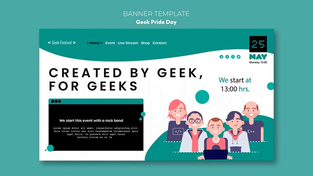 Plantilla de banner del día del orgullo geek