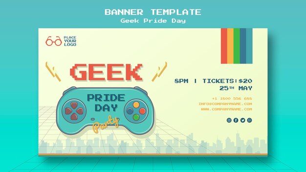 Plantilla de banner del día del orgullo geek