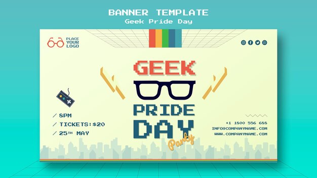 Plantilla de banner del día del orgullo geek