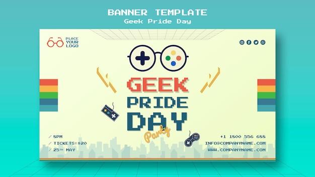 Plantilla de banner del día del orgullo geek