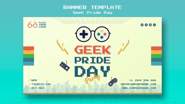 Plantilla de banner del día del orgullo geek