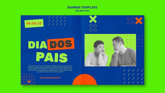 Plantilla de banner del día del padre de diseño plano