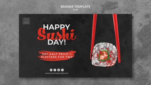 Plantilla de banner con día de sushi