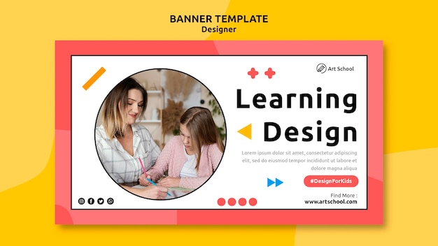 Plantilla de banner de diseño de aprendizaje