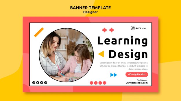 Plantilla de banner de diseño de aprendizaje